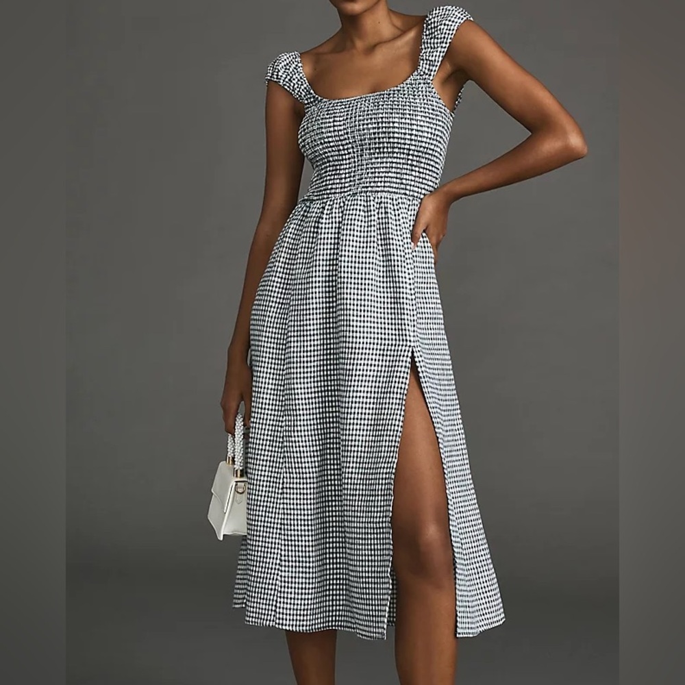 Reformation Tavi Linen Dress Gingham